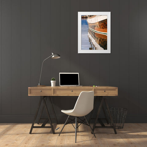 The Harbor. Town Husavik- a whale watching center in northern Iceland. Europe- Iceland White Modern Wood Framed Art Print by Zwick, Martin