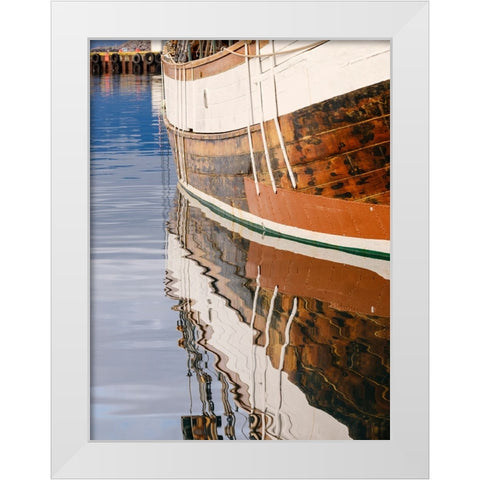 The Harbor. Town Husavik- a whale watching center in northern Iceland. Europe- Iceland White Modern Wood Framed Art Print by Zwick, Martin