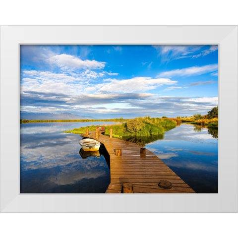 View over Skjalfandi Bay close to Husavik. Europe- Iceland White Modern Wood Framed Art Print by Zwick, Martin