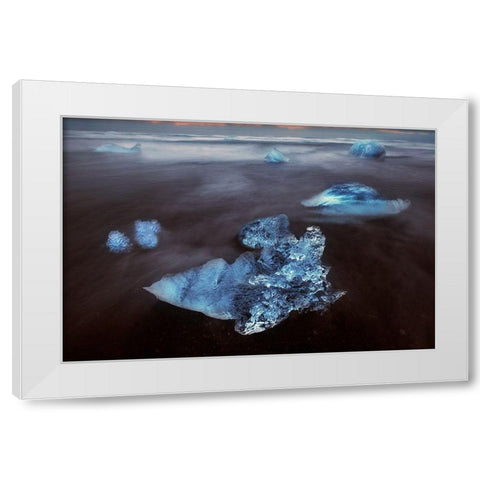 Diamond Beach on the southeast coast of Iceland White Modern Wood Framed Art Print by Steve Mohlenkamp