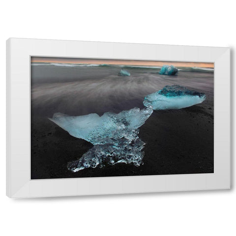 Diamond Beach on the southeast coast of Iceland White Modern Wood Framed Art Print by Steve Mohlenkamp