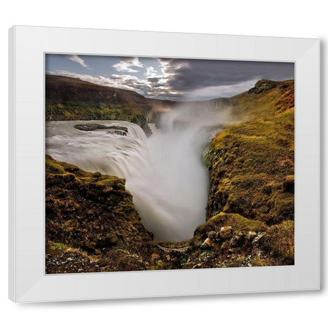 Gullfoss waterfall on the southern coast of Iceland White Modern Wood Framed Art Print by Steve Mohlenkamp