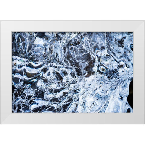 Abstract ice patterns background Diamond Beach Jokulsarlon Glacier Lagoon Vatnajokull National Park White Modern Wood Framed Art Print by Perry, William