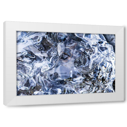 Abstract ice patterns background Diamond Beach Jokulsarlon Glacier Lagoon Vatnajokull National Park White Modern Wood Framed Art Print by Perry, William