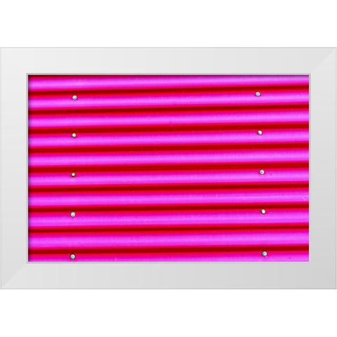 Pink Magenta Corrugated Lead-Metal abstract Patterns Background-Reykjavik-Iceland  White Modern Wood Framed Art Print by Perry, William