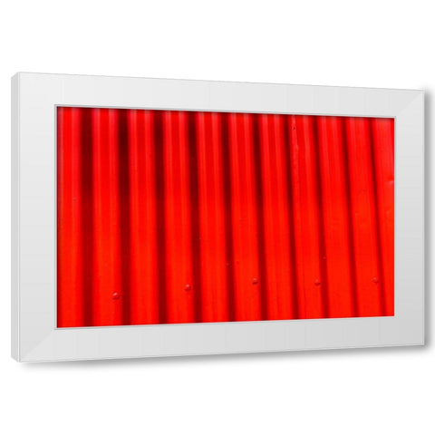 Bright red orange Corrugated Lead-Metal abstract Patterns Background-Reykjavik-Iceland  White Modern Wood Framed Art Print by Perry, William