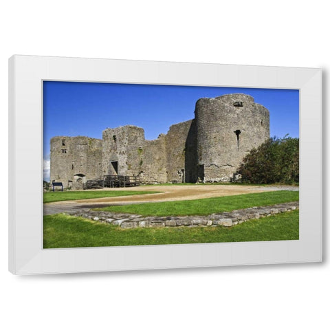 Ireland, View of Roscommon Castle White Modern Wood Framed Art Print by Flaherty, Dennis