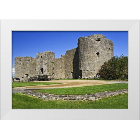 Ireland, View of Roscommon Castle White Modern Wood Framed Art Print by Flaherty, Dennis