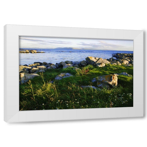 Ireland, Galway Bay Bay in late afternoon light White Modern Wood Framed Art Print by Flaherty, Dennis