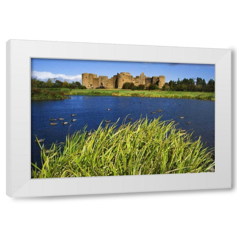 Ireland, Roscommon Ruins of Roscommon Castle White Modern Wood Framed Art Print by Flaherty, Dennis