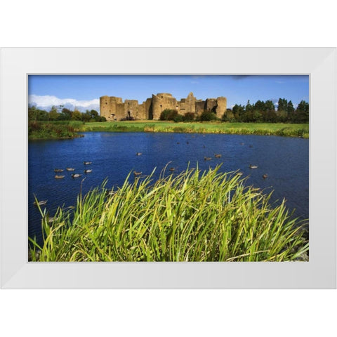 Ireland, Roscommon Ruins of Roscommon Castle White Modern Wood Framed Art Print by Flaherty, Dennis