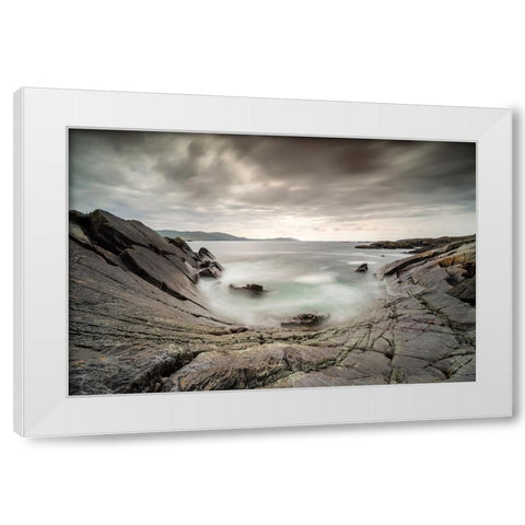 Europe-Ireland-Eyeries-Landscape with the Beara Bowl rock formation White Modern Wood Framed Art Print by Jaynes Gallery