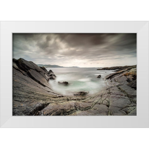 Europe-Ireland-Eyeries-Landscape with the Beara Bowl rock formation White Modern Wood Framed Art Print by Jaynes Gallery