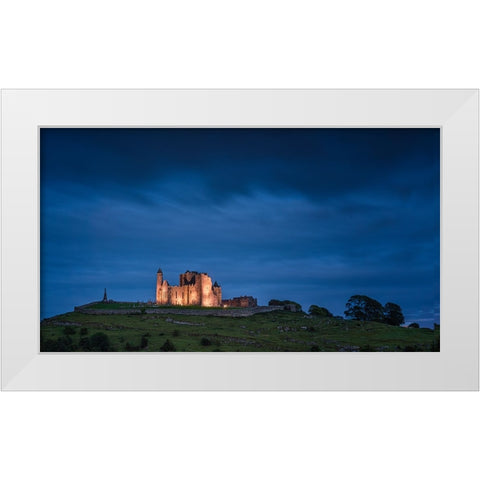 Europe-Ireland-Cashel-Rock of Cashel ruins at sunset White Modern Wood Framed Art Print by Jaynes Gallery