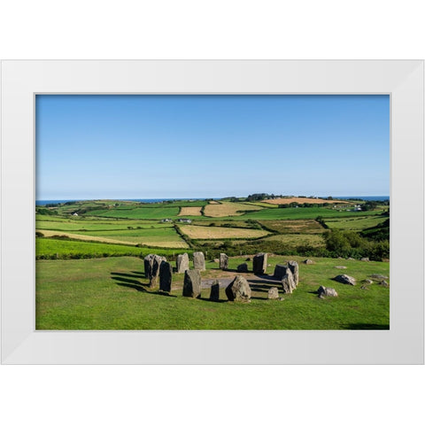 Europe-Ireland-County Cork-Landscape with Drombeg Stone Circle White Modern Wood Framed Art Print by Jaynes Gallery