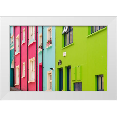 Europe-Ireland-Kinsale-Exterior of colorful buildings White Modern Wood Framed Art Print by Jaynes Gallery