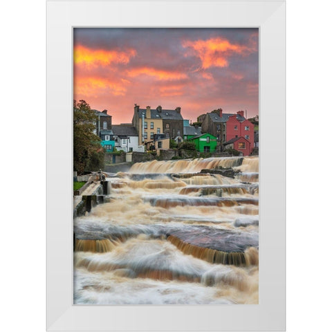 Ennistymon Falls on the Cullenagh River in Ennistymon-Ireland White Modern Wood Framed Art Print by Haney, Chuck