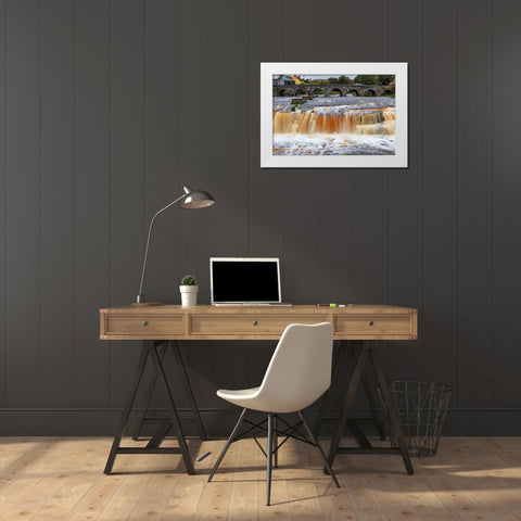 Ennistymon Falls on the Cullenagh River in Ennistymon-Ireland White Modern Wood Framed Art Print by Haney, Chuck