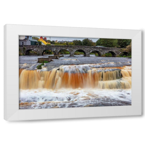 Ennistymon Falls on the Cullenagh River in Ennistymon-Ireland White Modern Wood Framed Art Print by Haney, Chuck