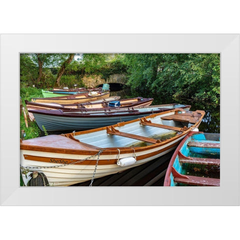 Old wooden boats in Killarney National Park-Ireland White Modern Wood Framed Art Print by Haney, Chuck