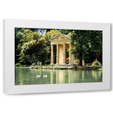Italy-Rome Pincio (Pincian Hill)-Villa Borghese Garden-Laghetto de Villa Borghese White Modern Wood Framed Art Print by Jones, Alison