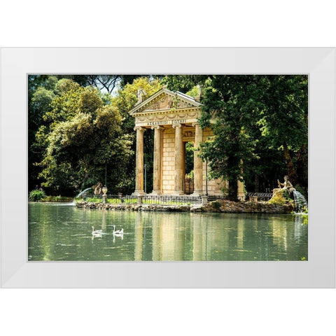 Italy-Rome Pincio (Pincian Hill)-Villa Borghese Garden-Laghetto de Villa Borghese White Modern Wood Framed Art Print by Jones, Alison