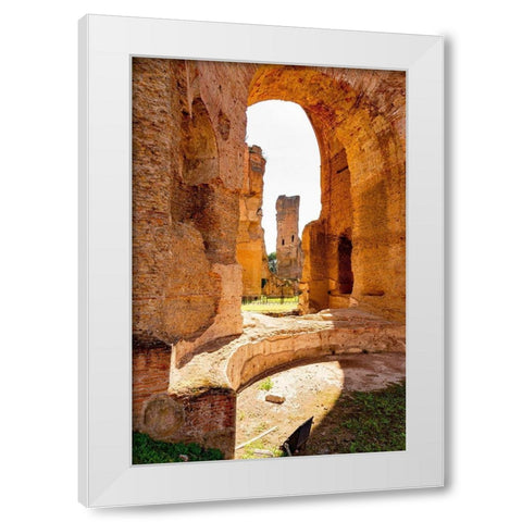 Italy-Rome Baths of Caracalla-where water supplied by new branch of Aqua Marcia  White Modern Wood Framed Art Print by Jones, Alison