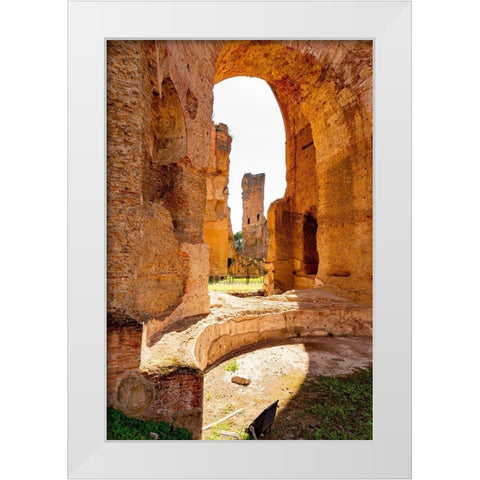 Italy-Rome Baths of Caracalla-where water supplied by new branch of Aqua Marcia  White Modern Wood Framed Art Print by Jones, Alison