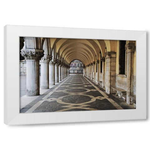 Italy, Venice  Walkway at the Doges Palace White Modern Wood Framed Art Print by Flaherty, Dennis