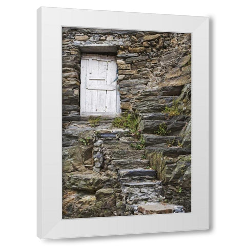 Italy, Vernazza Rock steps lead to an old door White Modern Wood Framed Art Print by Flaherty, Dennis