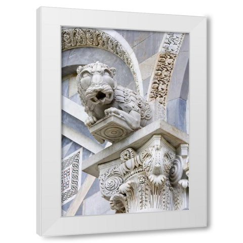 Italy, Pisa A gargoyle above door of Duomo Pisa White Modern Wood Framed Art Print by Flaherty, Dennis