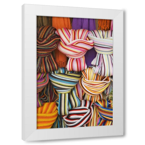 Italy, Pisa Scarves for sale at a market White Modern Wood Framed Art Print by Flaherty, Dennis