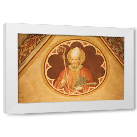 Italy, Fiesole Cathedral San Romolo Fresco White Modern Wood Framed Art Print by Flaherty, Dennis