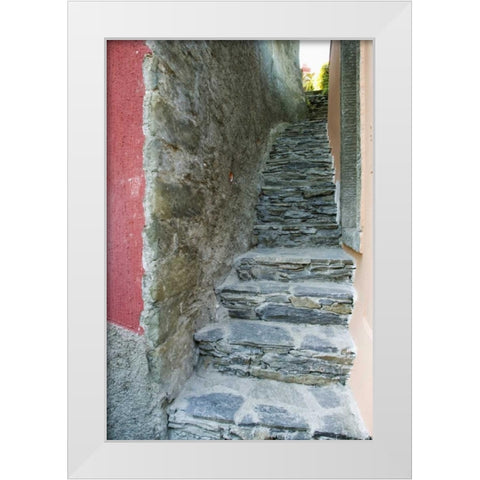 Italy A narrow walkway in Manarola, Cinque Terre White Modern Wood Framed Art Print by Flaherty, Dennis