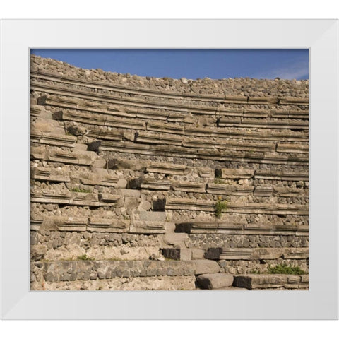 Italy, Campania, Pompeii Small Theater seating White Modern Wood Framed Art Print by Kaveney, Wendy