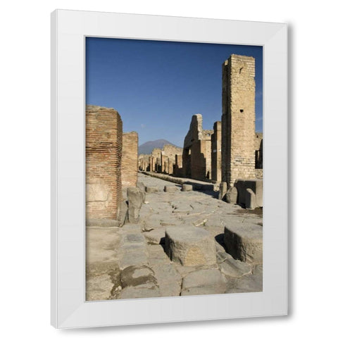 Italy, Campania, Pompeii Streets of city ruins White Modern Wood Framed Art Print by Kaveney, Wendy