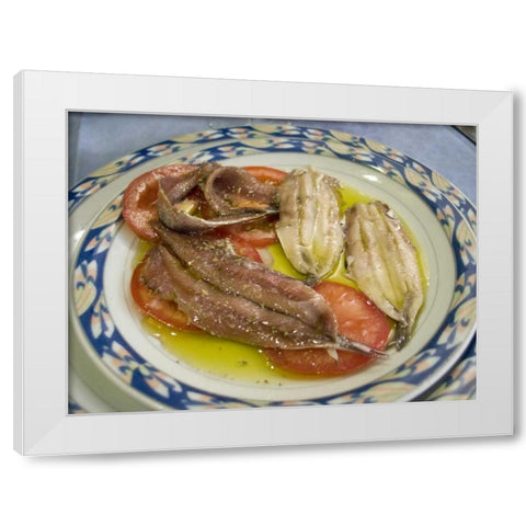 Italy, Camogli Plate of anchovies White Modern Wood Framed Art Print by Kaveney, Wendy