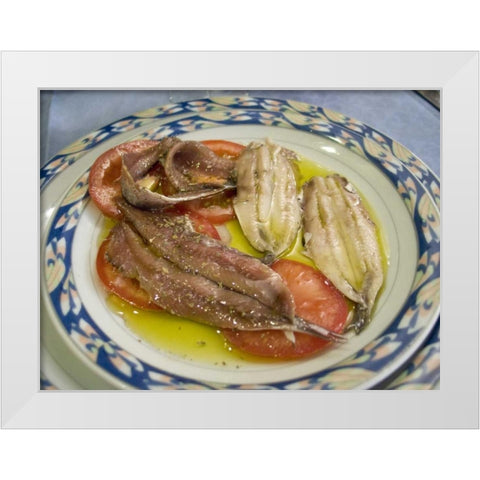 Italy, Camogli Plate of anchovies White Modern Wood Framed Art Print by Kaveney, Wendy