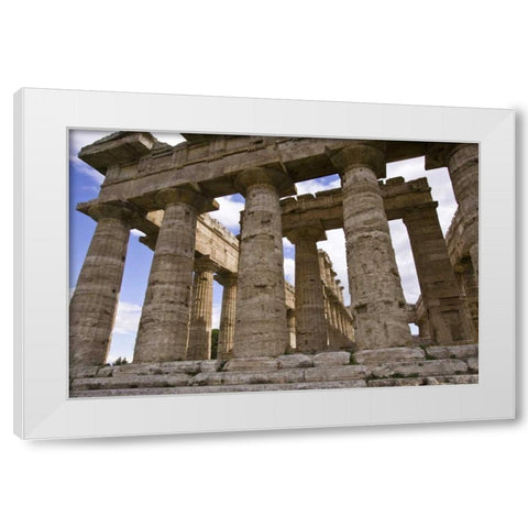Italy, Campania, Paestum Temple of Neptune White Modern Wood Framed Art Print by Kaveney, Wendy
