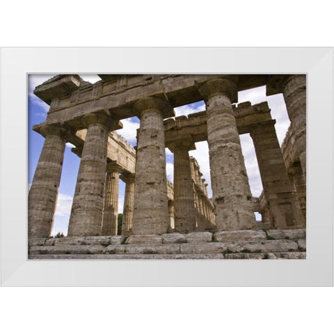 Italy, Campania, Paestum Temple of Neptune White Modern Wood Framed Art Print by Kaveney, Wendy