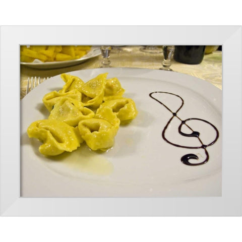 Italy, Cento A plate of cheese tortellini White Modern Wood Framed Art Print by Kaveney, Wendy