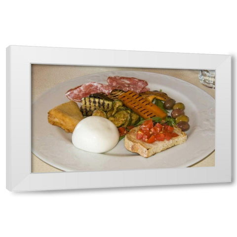 Italy, Naples Variety of antipasti appetizers White Modern Wood Framed Art Print by Kaveney, Wendy