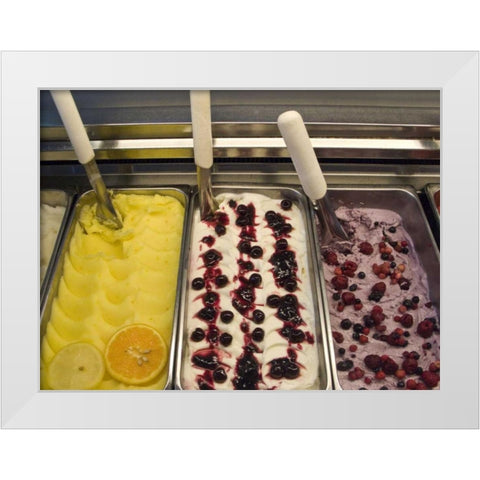 Italy, Positano Gelato or Italian ice cream White Modern Wood Framed Art Print by Kaveney, Wendy