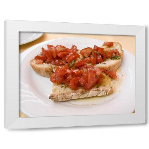 Italy, Positano Display plate of bruschetta White Modern Wood Framed Art Print by Kaveney, Wendy