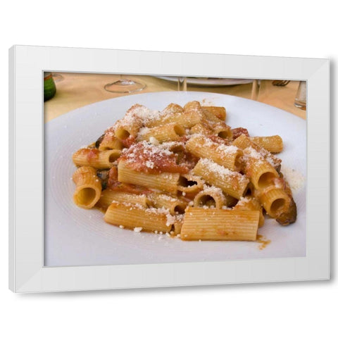 Italy, Positano Display plate of rigatoni White Modern Wood Framed Art Print by Kaveney, Wendy