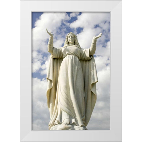 Italy, A statue of Santa Margherita White Modern Wood Framed Art Print by Kaveney, Wendy