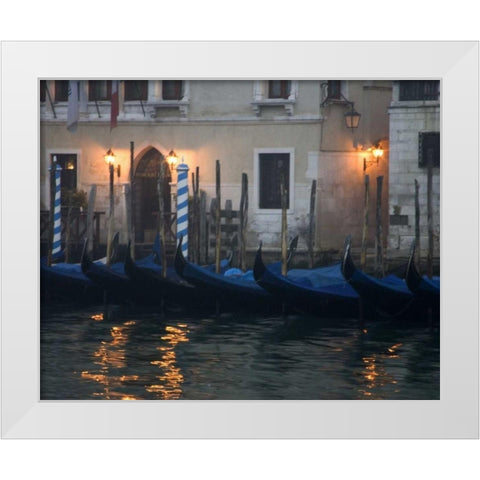 Italy, Venice Gondolas moored in early morning White Modern Wood Framed Art Print by Young, Bill