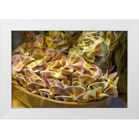 Italy, Venice Bow tie pasta in bowl in store White Modern Wood Framed Art Print by Young, Bill
