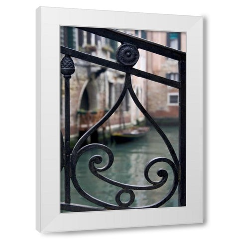 Italy, Venice Stair railing metalwork design White Modern Wood Framed Art Print by Young, Bill