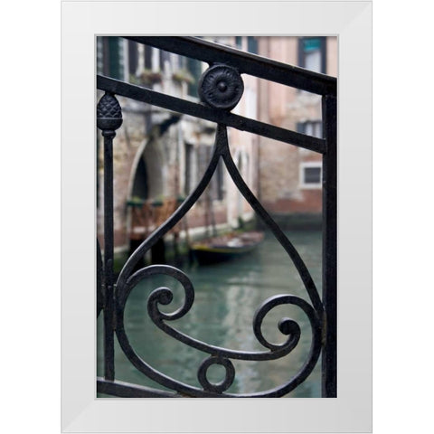 Italy, Venice Stair railing metalwork design White Modern Wood Framed Art Print by Young, Bill